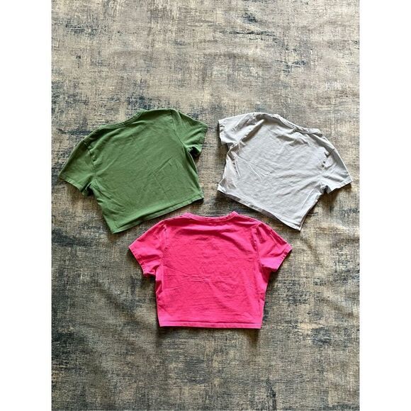 Cotton On Green Blue Pink Mini Lot of 3 Crop Tops Women's Medium - Picture 2 of 6